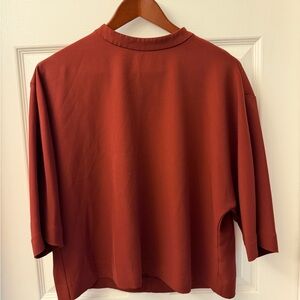 Uniqlo Women's Boxy Long Sleeve Top - Rust Red